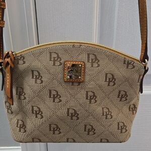 Dooney & Bourke Tan and Brown DB Signature Logo Crossbody Bag